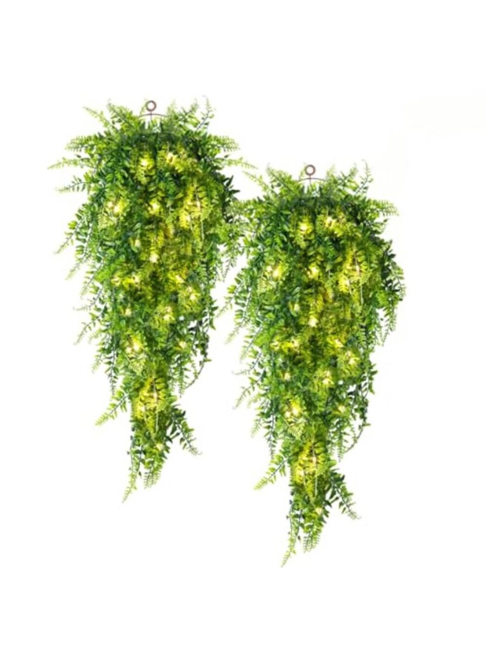 Fake Boston Fern 4 Pack Hanging Plant LED Lights Faux Ivy Greenery Home Decor